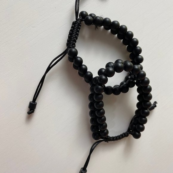 Authentic Handmade African Black Beaded Adjustable Unisex Bracelets - Picture 3 of 7